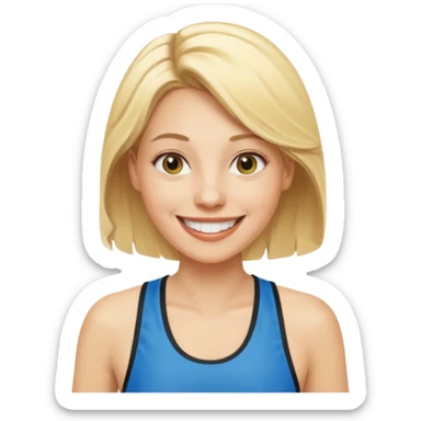 Blonde woman with running race bib sticker
