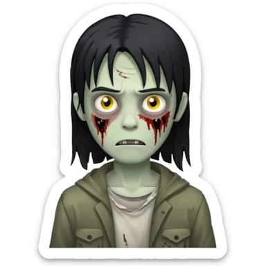 Menino de cabelo não muito grande liso preto zumbi sticker