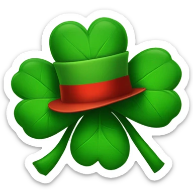 four-leaf clover with christmas hat sticker