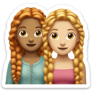 Blonde girl with braids and redhead girl with long wavy hair sticker