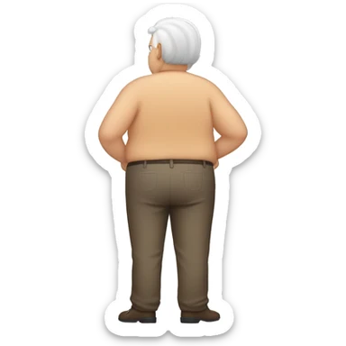 Full body Fat guy with old people hair from behind sticker