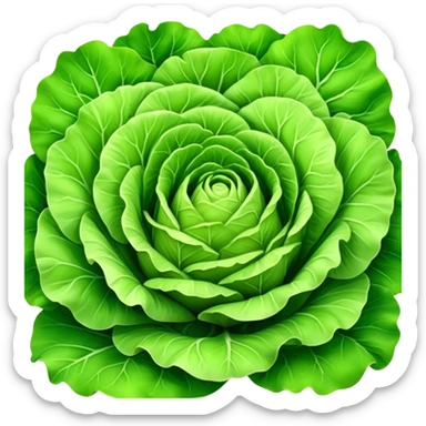 Cinematic crisp green lettuce, fresh and leafy, slightly curled edges, detailed textures, vibrant and refreshing, ultra-realistic and inviting. sticker