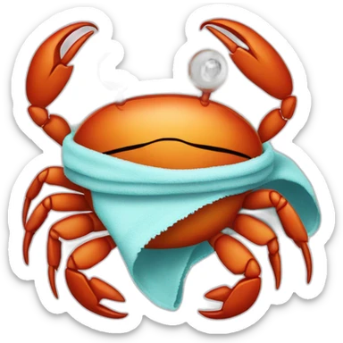 a crab wrapped in a towel sticker