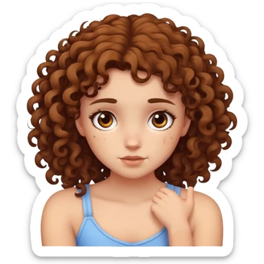 curly brown haired cute girl with scars on her arms sticker