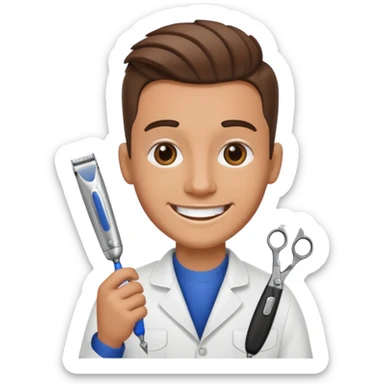 barber with clipper sticker