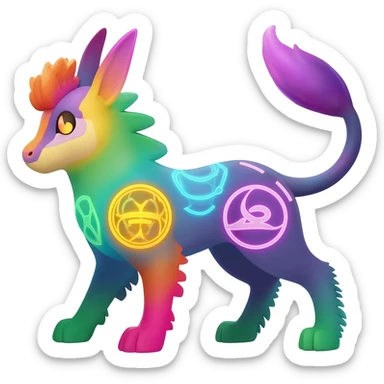 Elemental magical colorful exotic animesque Pokémon-Fakémon-animal-creature sticker
