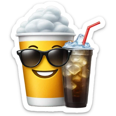 Cup of soda with a smile ans sunglasses sticker