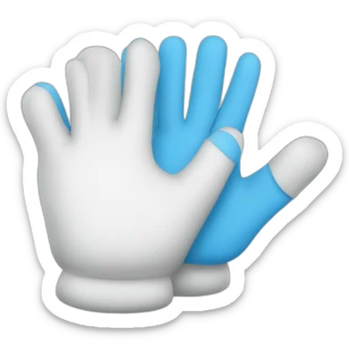 Deux gants blancs souriants, il y a dessiné en bleu un signe mystérieux maçonnique bleu de deux équerres inversées.  sticker