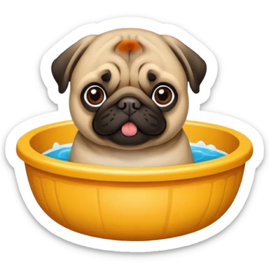 Pug fofo com pote de ração sem nada dentro sticker