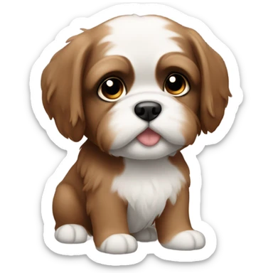 Brown shitzu puppy sticker