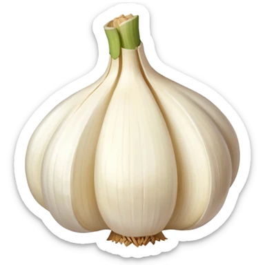 single garlic clove with cubed garlic sticker