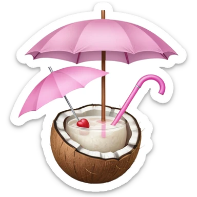 coconut drink with light pink umbrella sticker