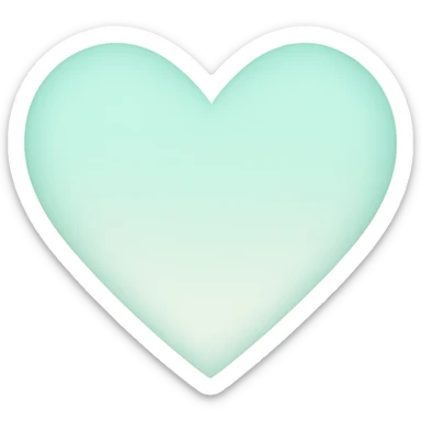 heart with a soft mint gradient, clean digital illustration sticker