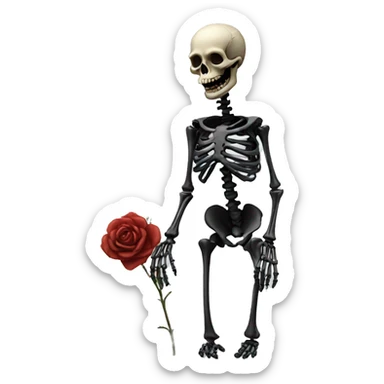 skeleton black roses  sticker