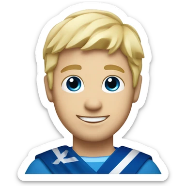 Male with blonde hair and blue eyes waving hand smiling with a Scotland flag 🏴󠁧󠁢󠁳󠁣󠁴󠁿  sticker