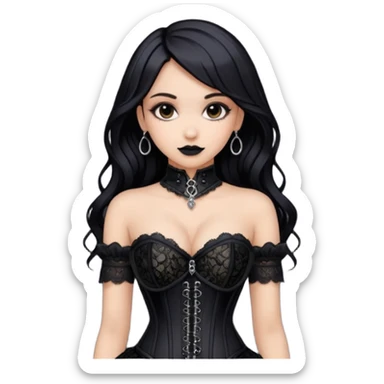 gothic lace corset black sexy lady sticker