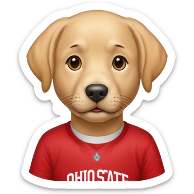 Yellow lab wearing Ohio State shirt sticker