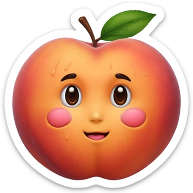 A peach with handmarks with fuzzy hair sticker
