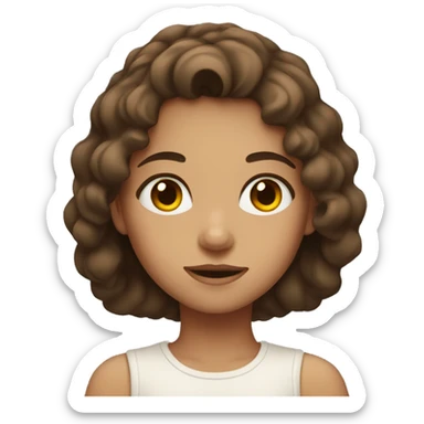 A girl with amber eyes and brown hair.  sticker