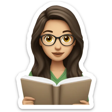 Pretty brunette woman studying sticker