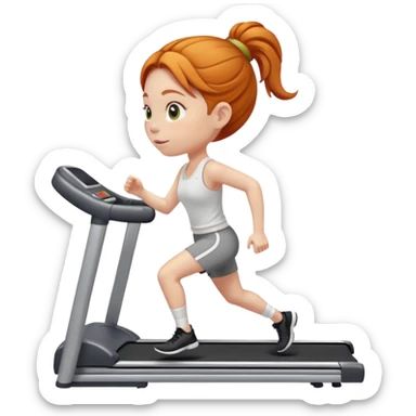 Ginger gym girl low bun treadmill sticker