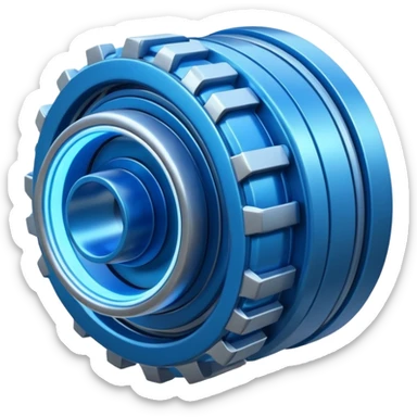 “Futuristic engine emoji, solid thick metal form, visible motion, glowing core, clean modern design. sticker