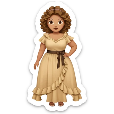 Can you make and she’s wearing a dress like a ruffles and her hand is on her waist and she’s fat sticker