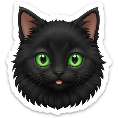 A photo-realistic digital illustration of a cute black kitten sticker