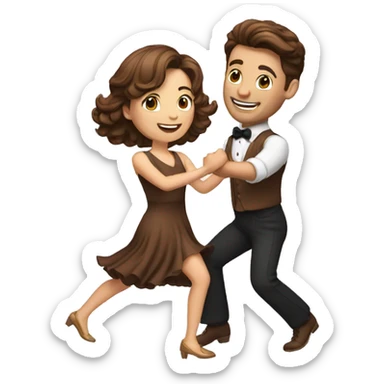 brown hair couple dancing jive sticker