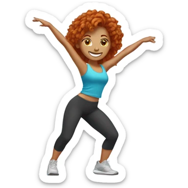 Redheaded woman in dance fitness  sticker