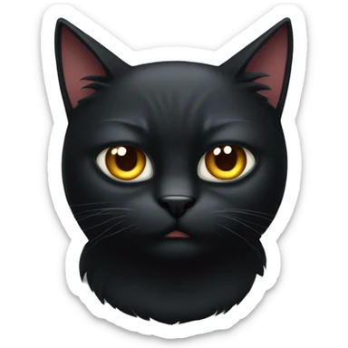 Angry Black cat with long face whose name is Larry sticker