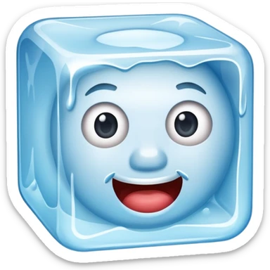 Ice cube with a flat mouth sticker
