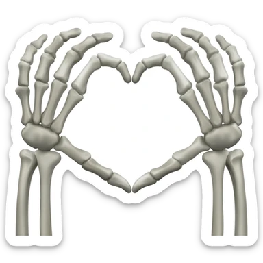 A skeletons hands shaped as a heart sticker