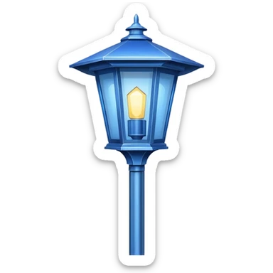 Modern Pole Light + blue halo, Street Lantern. sticker