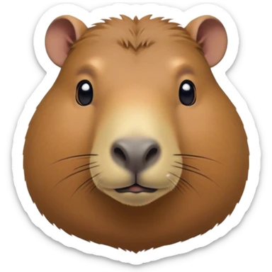 Cinematic Noble Capybara Portrait Emoji, Poised and serene, with a robust, rounded build and a distinctly capybara head featuring a broad, slightly flattened face, short snout and small, rounded ears, covered in soft, earthy fur and gentle, wise eyes, Simplified yet sharp and sophisticated features, highly detailed, glowing with a warm, natural glow, high shine, intelligent and calm, stylized with an air of understated authority, focused and attentive, soft glowing outline, capturing the essence of a watchful and confident capybara guardian that feels as though it could step out of the screen with effortless authority! sticker