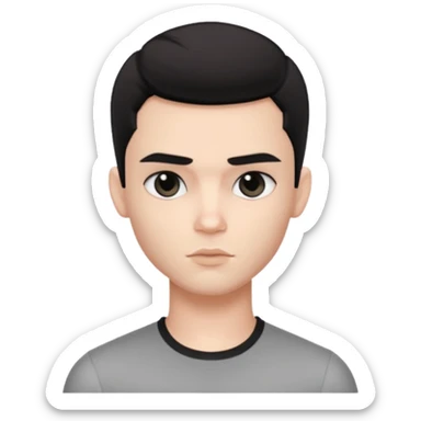 pretty handsome bratz man, with black black black eyes,  short dark hair, pale skin, defined jawline sticker