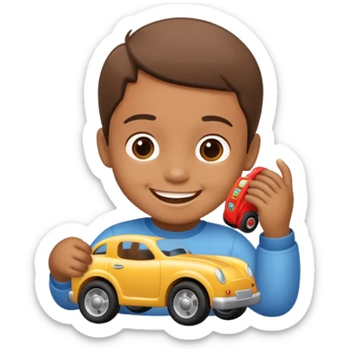 child playing with toy cars sticker