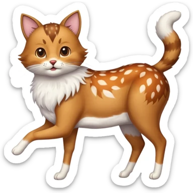 Cat kicking inside deer’s stomach, sticker