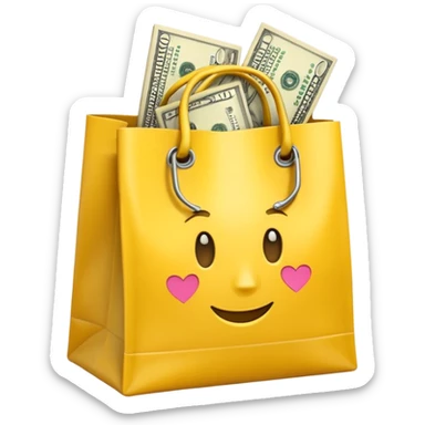 dollars in the yellow bag facing camera sticker