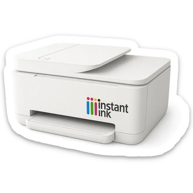a white printer with the Instant Ink logo, clean and modern style sticker