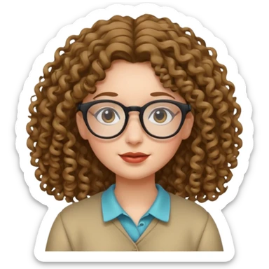 una chica con rizos y el cabello suelto con gafas sticker