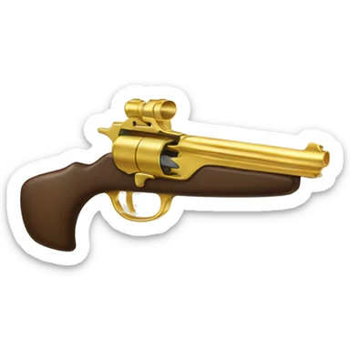 A bow with a gold gun  sticker