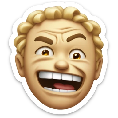 A twisted smile with squinted, furious eyes, radiating unhinged anger. sticker