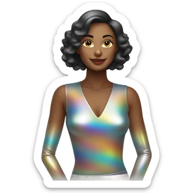 beautiful woman wearing futuristic outfit made of liquid glass sticker