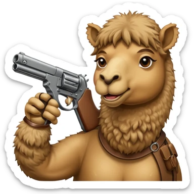 Camel with a gun to its head sticker