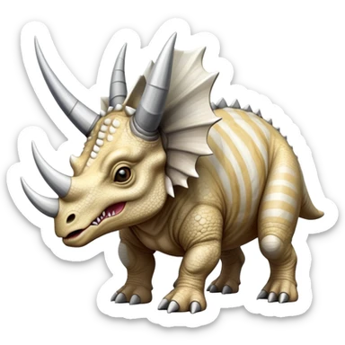 angry white stripped triceratops sticker