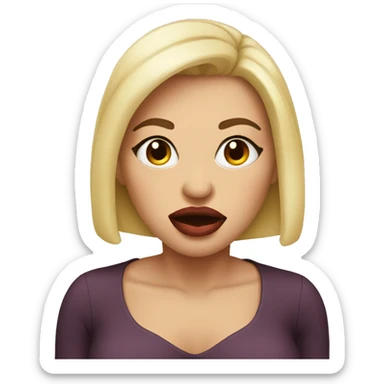 woman with extremely big lips making a sassy face  sticker