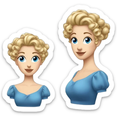 blue eyes blonde curly hair up in chignon ringlets sticker