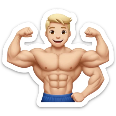 Tongue out emoji flexing muscle sticker