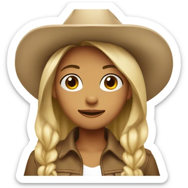 girl with beige cowboy hat sticker